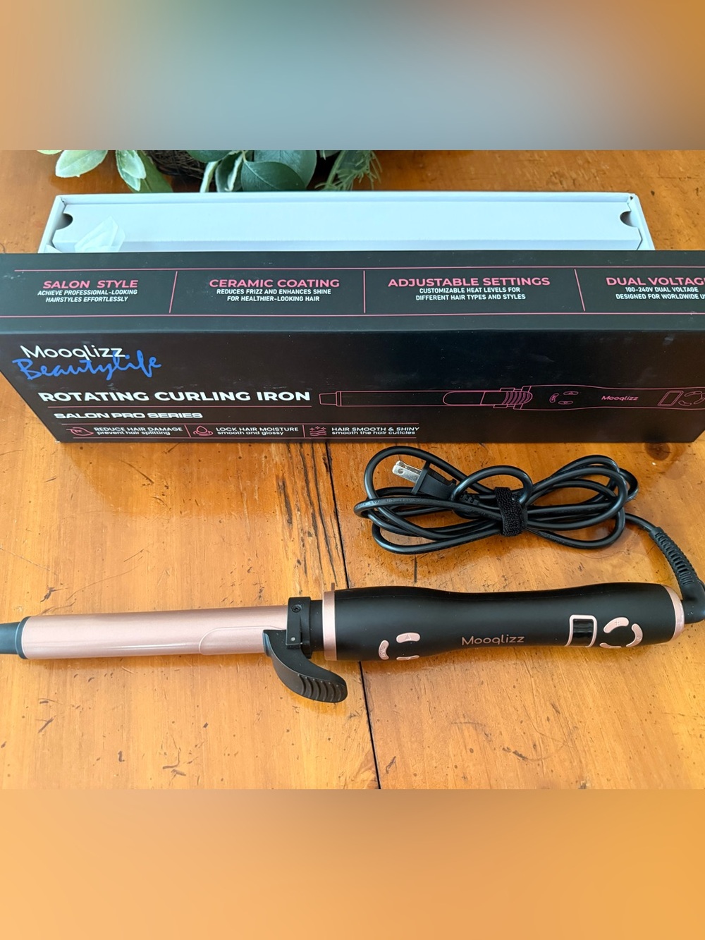 Rose Gold & Black Rotating Curling Iron